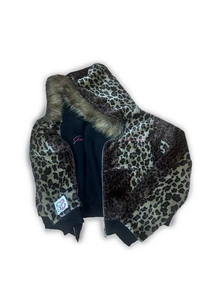 Black Cheetah Reversible Cropped Hoodie